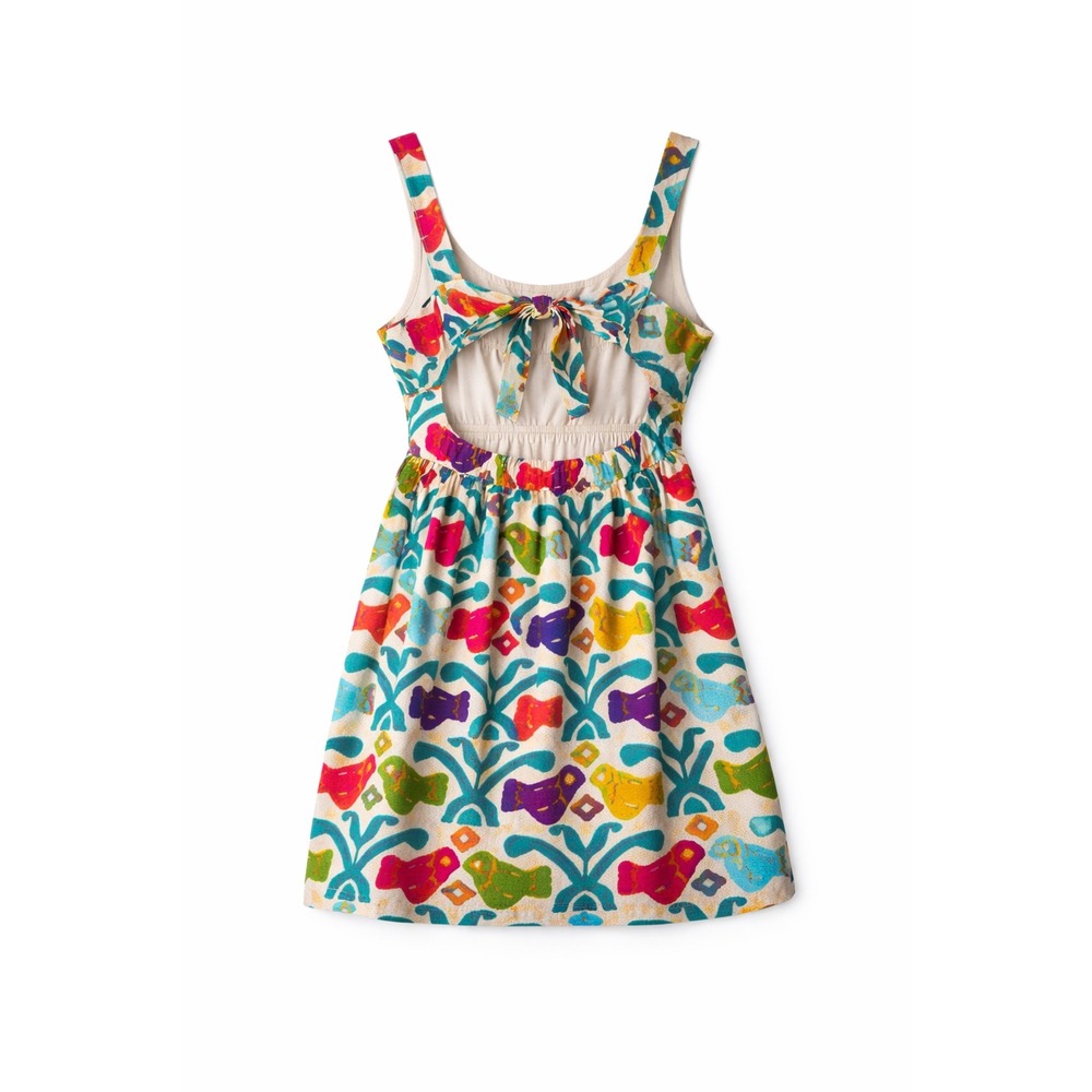 Anthro Judith March Aztec Bird Mini Dress Boho Festival Retro Fit & Flare L - Picture 4 of 8